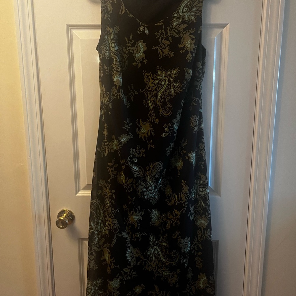 dressbarn Brown and Green Paisley Maxi Dress
